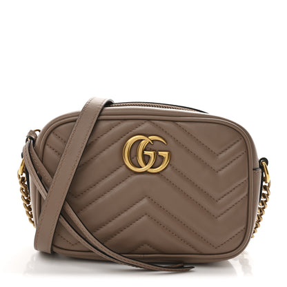 Gucci Calfskin Matelasse Mini GG Marmont Chain Shoulder Bag Porcelain Rose 1 of 11