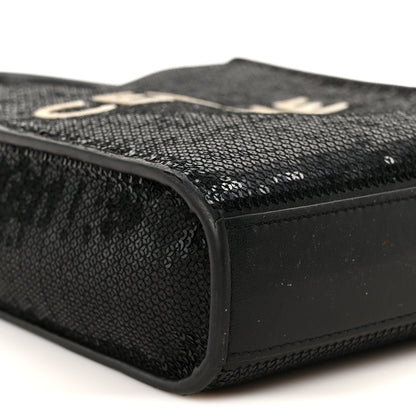 Celine Sequin Calfskin Mini Vertical Cabas Black White 8 of 11