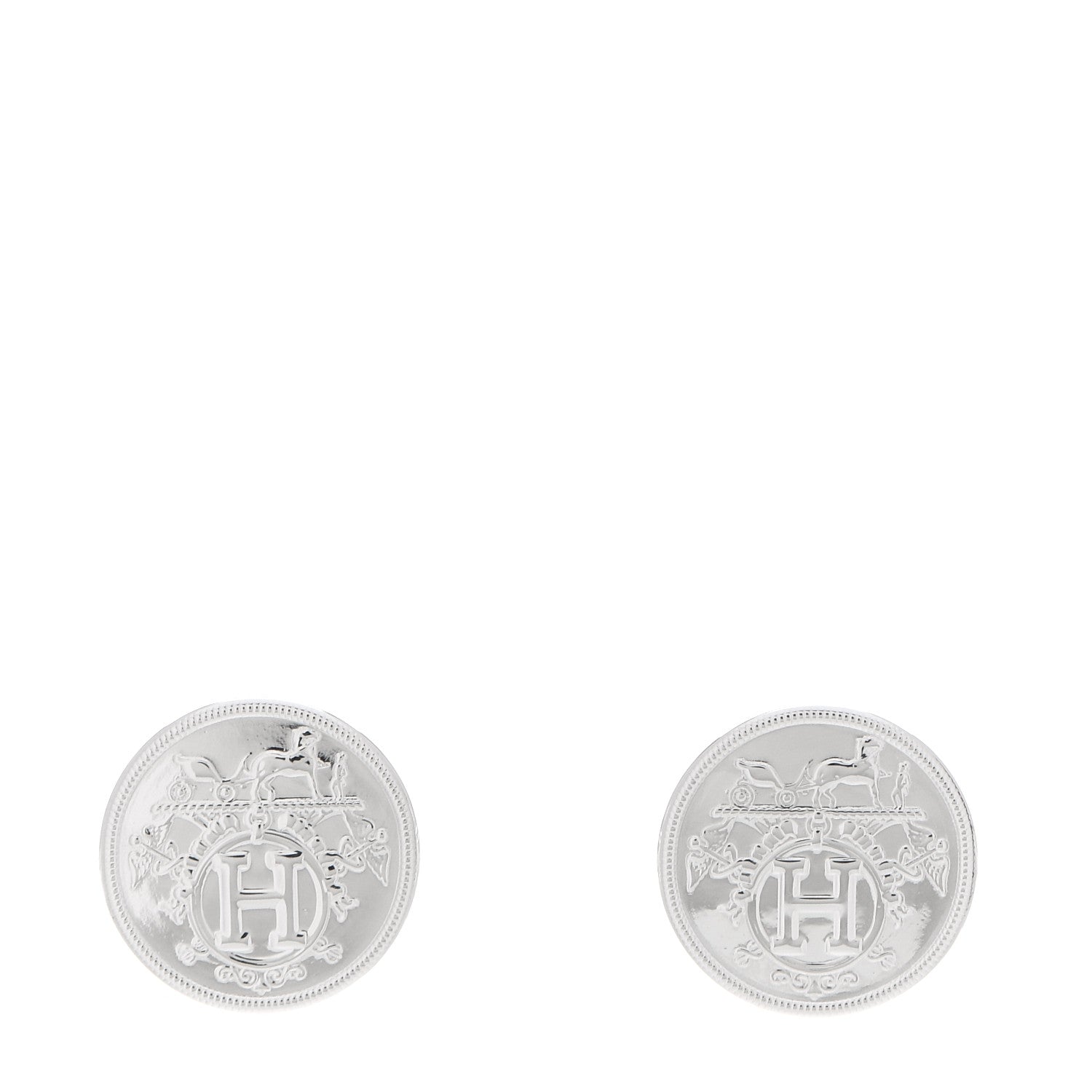Hermes Sterling Silver TPM Ex-Libris Earrings 1 of 5