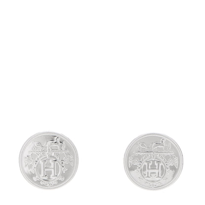 Hermes Sterling Silver TPM Ex-Libris Earrings 1 of 5