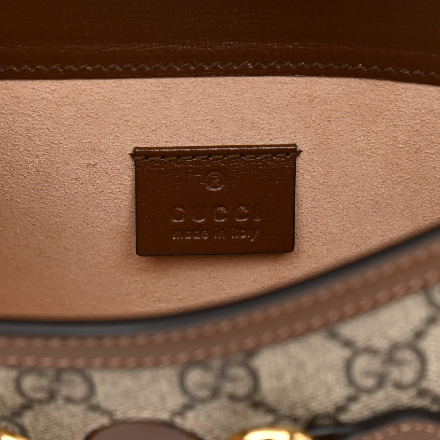 GG Supreme Monogram Mini Horsebit 1955 Shoulder Bag Beige Brown Sugar