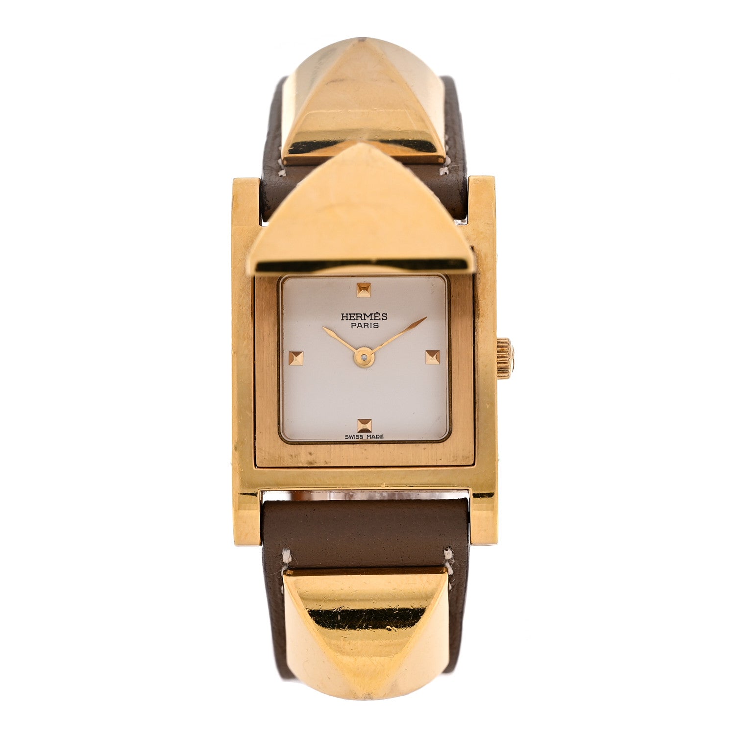 Hermes Stainless Steel Swift 23mm Medor Quartz Watch Etoupe