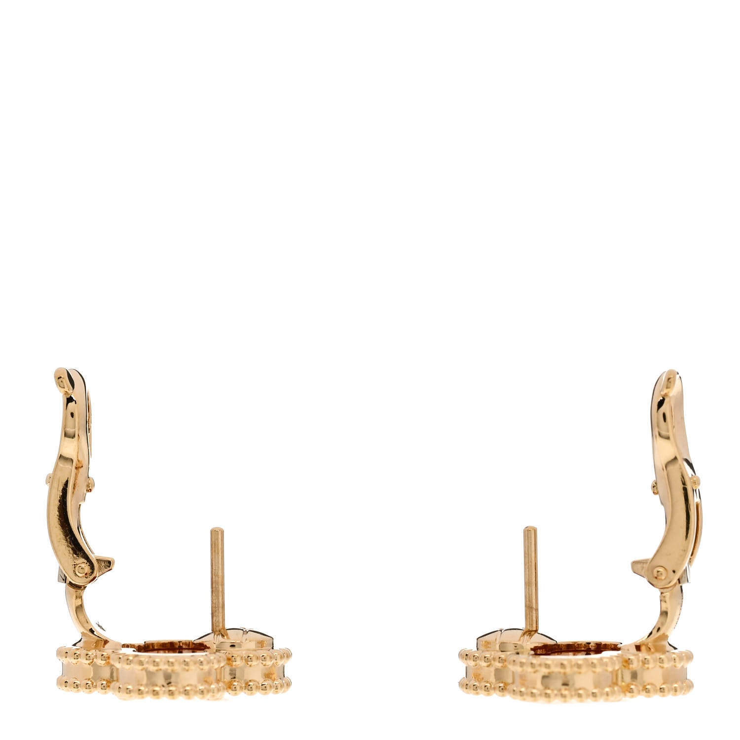 Van Cleef & Arpels VAN CLEEF & ARPELS 18K Yellow Gold Carnelian Vintage Alhambra Earrings 3 of 5