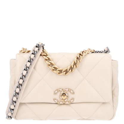 Chanel Lambskin Quilted Medium Chanel 19 Flap Light Beige 1 of 10