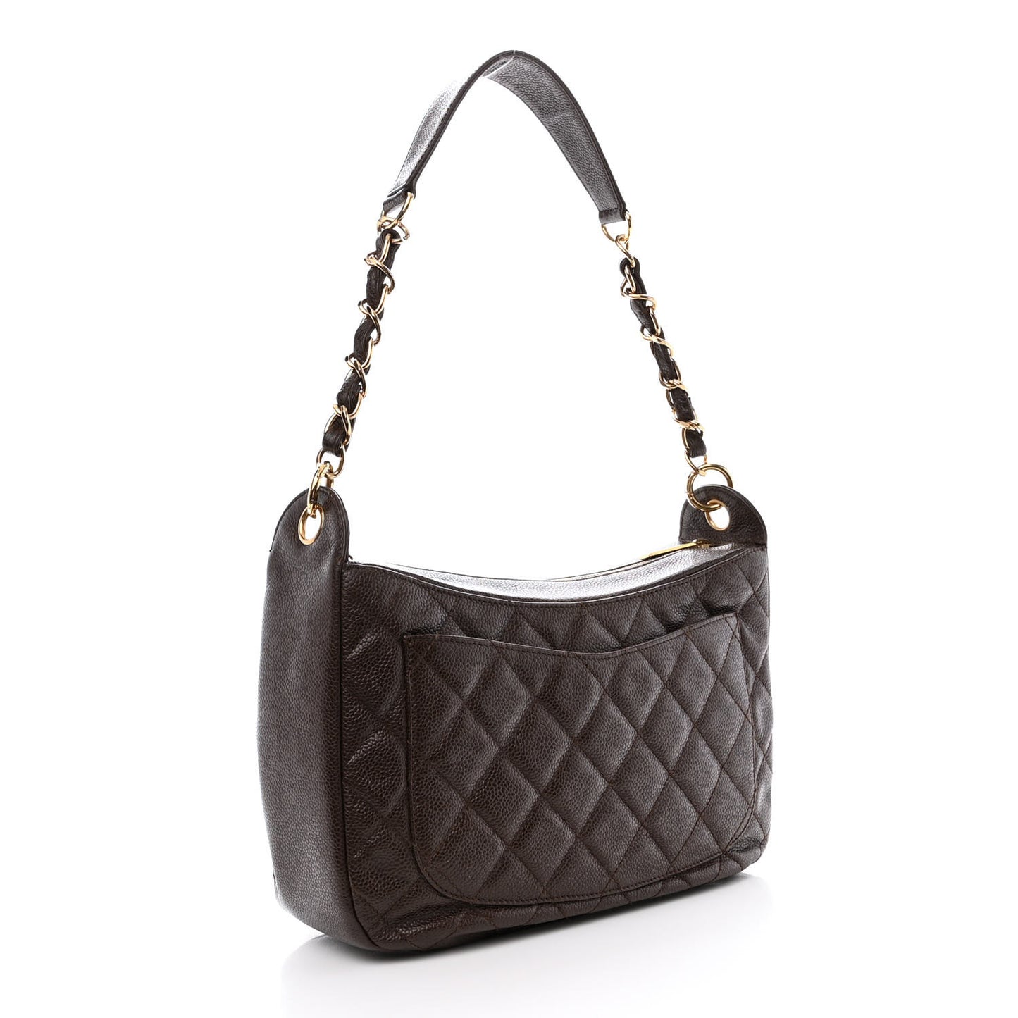 Caviar Quilted Timeless CC Shoulder Bag Brown
