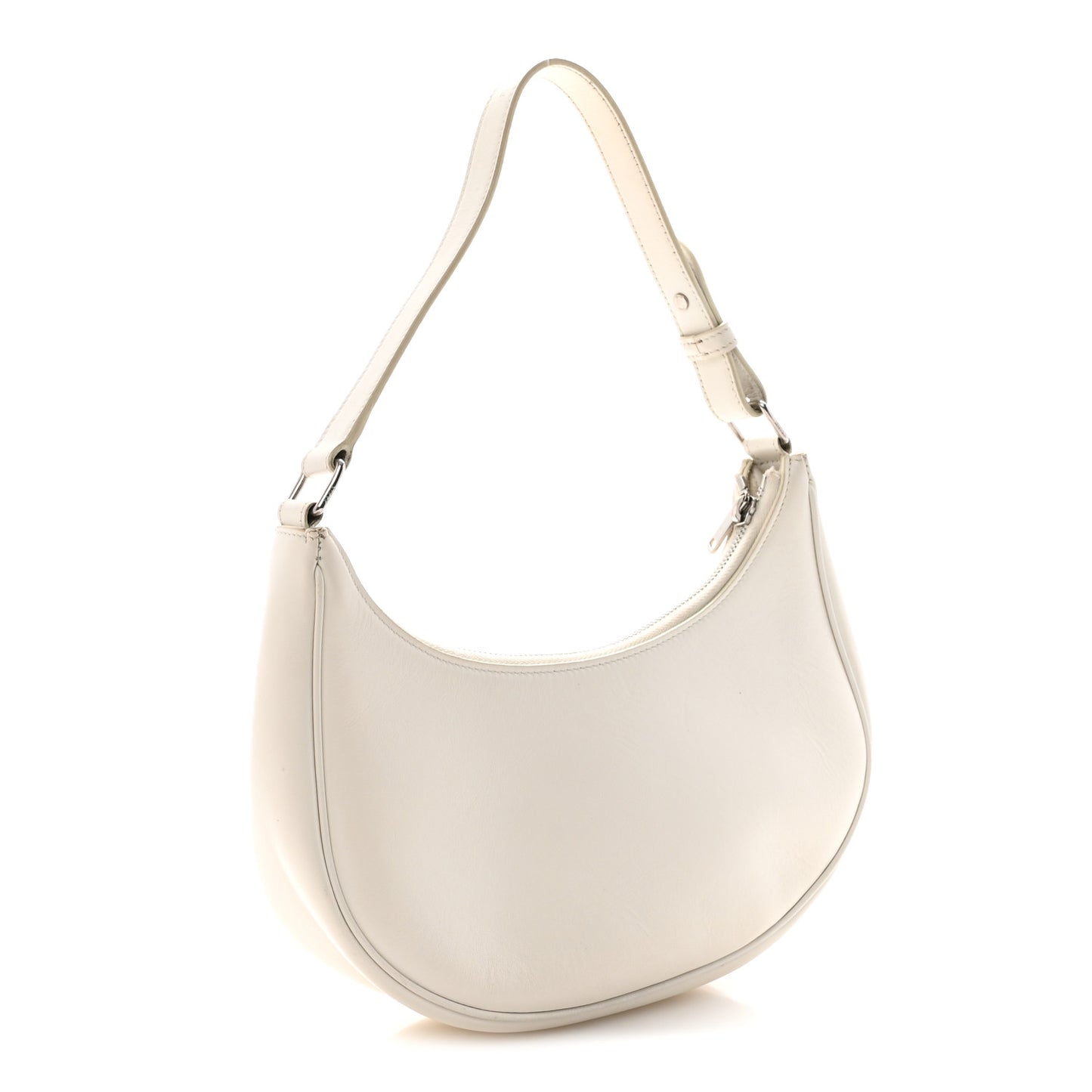 Smooth Calfskin Ava Logo Shoulder Bag White