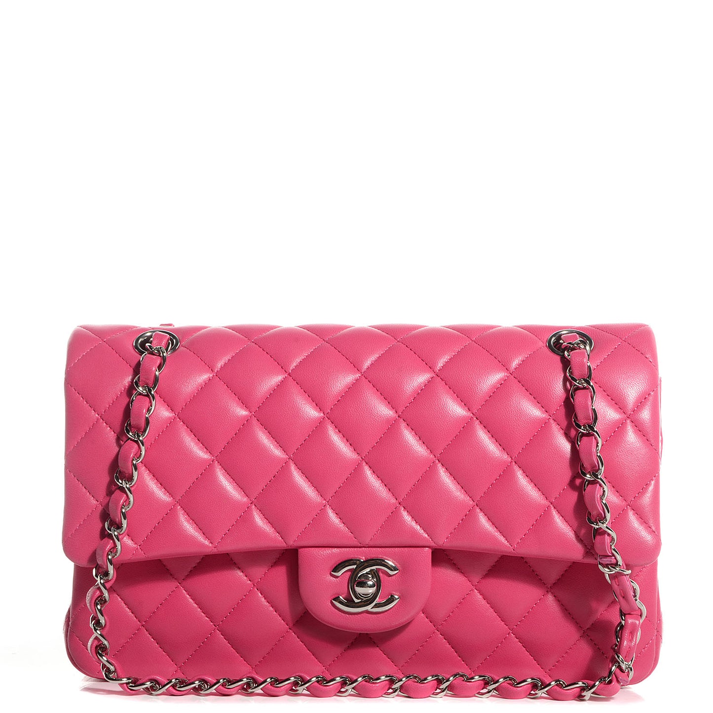 Lambskin Medium Double Flap Dark Pink