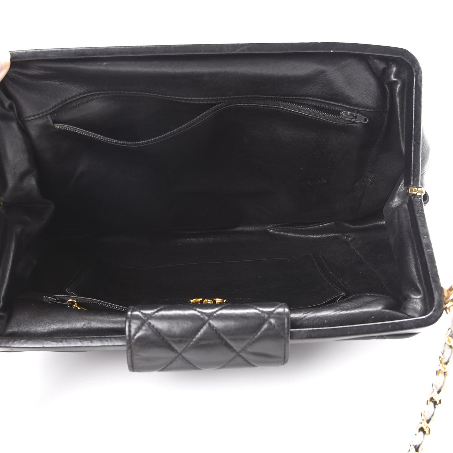 Lambskin Quilted Shoulder Bag Black