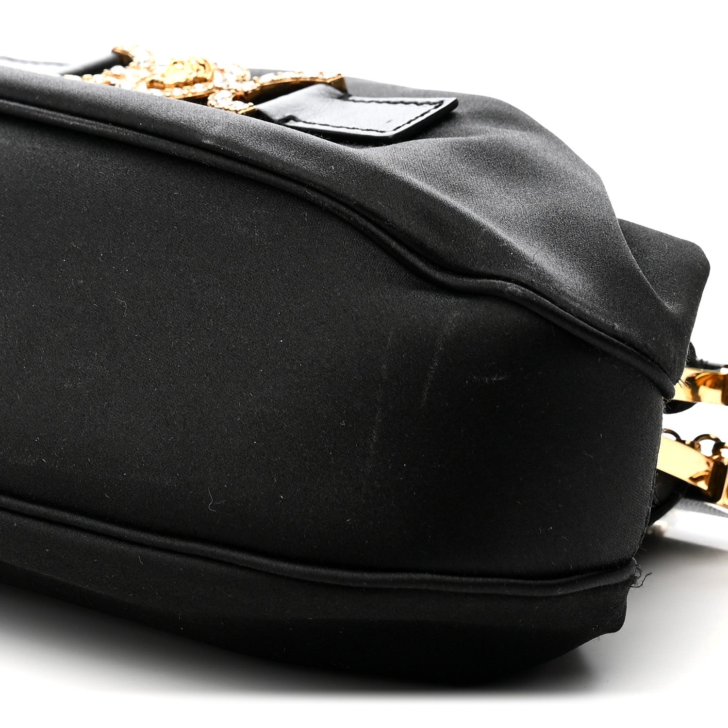Versace Satin Crystal Medusa 95 Plaque Clutch Black 16 of 19