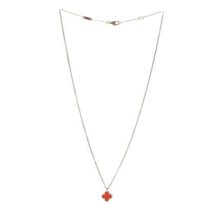 Van Cleef & Arpels 18K Rose Gold Carnelian Sweet Alhambra Pendant Necklace 3 of 8
