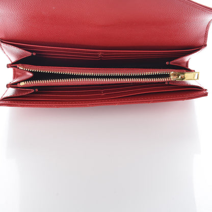 Saint Laurent Grain De Poudre Matelasse Chevron Monogram Flap Wallet Red 5 of 12