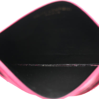 Saint Laurent Grain De Poudre Matelasse Chevron Monogram Credit Card Case Fresh Fuxia 5 of 7