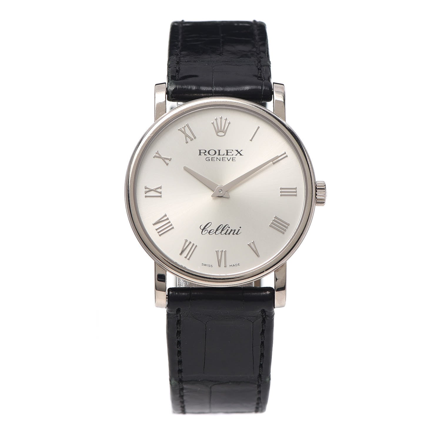 Rolex 18K White Gold Alligator 32mm Cellini Manual Winding Watch Silver 5115 1 of 5