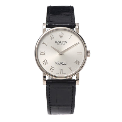 Rolex 18K White Gold Alligator 32mm Cellini Manual Winding Watch Silver 5115 1 of 5