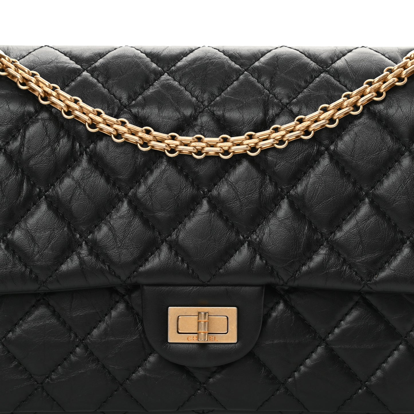 Aged Calfskin Quilted 2.55 Reissue 226 Flap Black