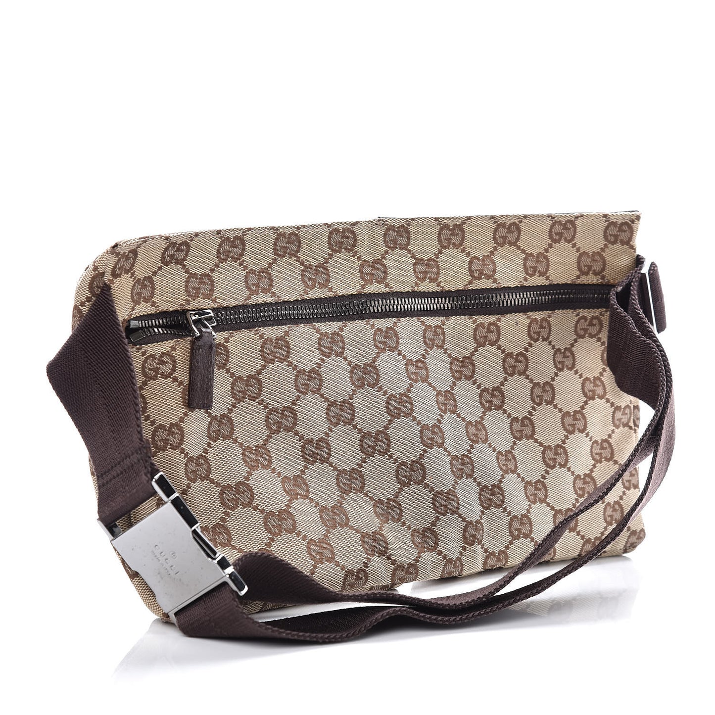 GG Monogram Double Pocket Belt Bag Dark Brown