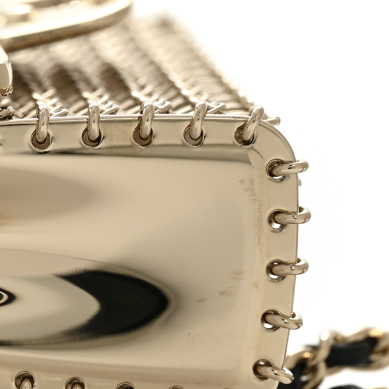Chanel Metal Lambskin Pearl Chain Flap Bag Long Necklace Gold Black Pearly White 6 of 7