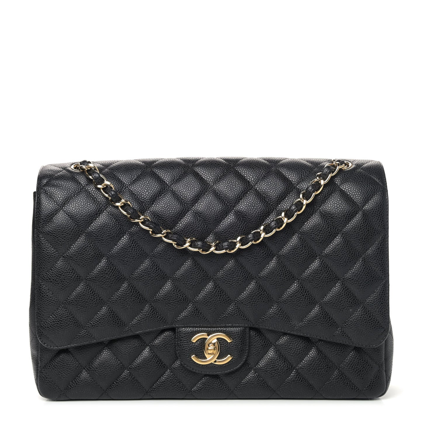 Caviar Quilted Maxi Double Flap Black