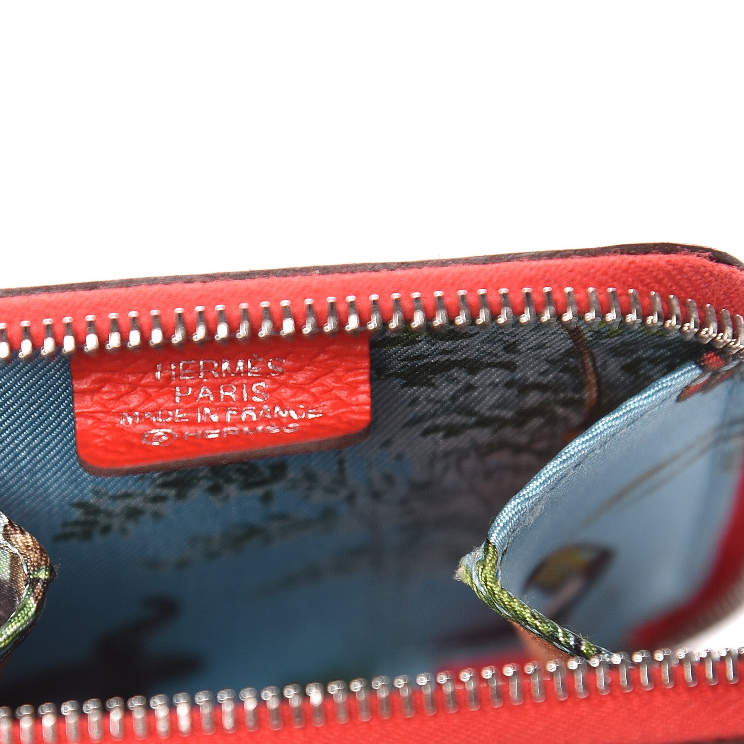 Hermes Epsom Silk'In Coin Purse Rouge de Coeur Bleu du Nord 6 of 8