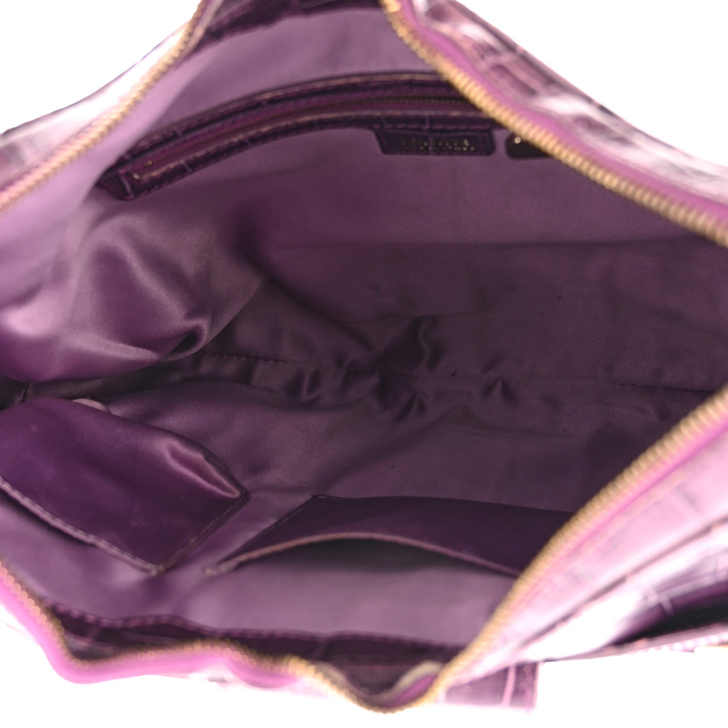 Versace Calfskin Crocodile Embossed Hobo Purple 5 of 13