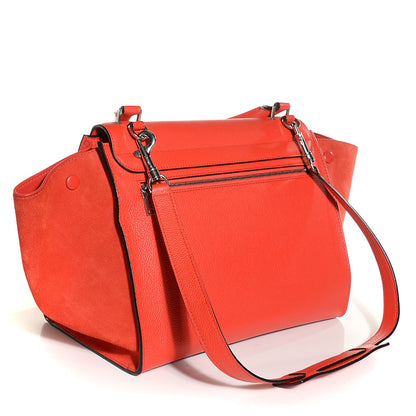 Celine Drummed Calfskin Suede Medium Trapeze Vermillion 3 of 8