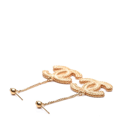 Chanel CC Drop Earrings Matte Gold 3 of 4