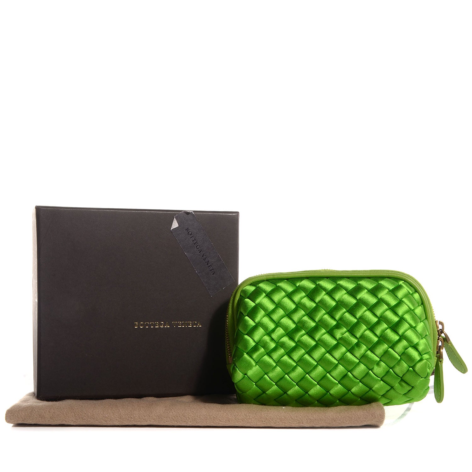 Bottega Veneta Silk Intrecciato Small Cosmetic Case Green Apple 9 of 9