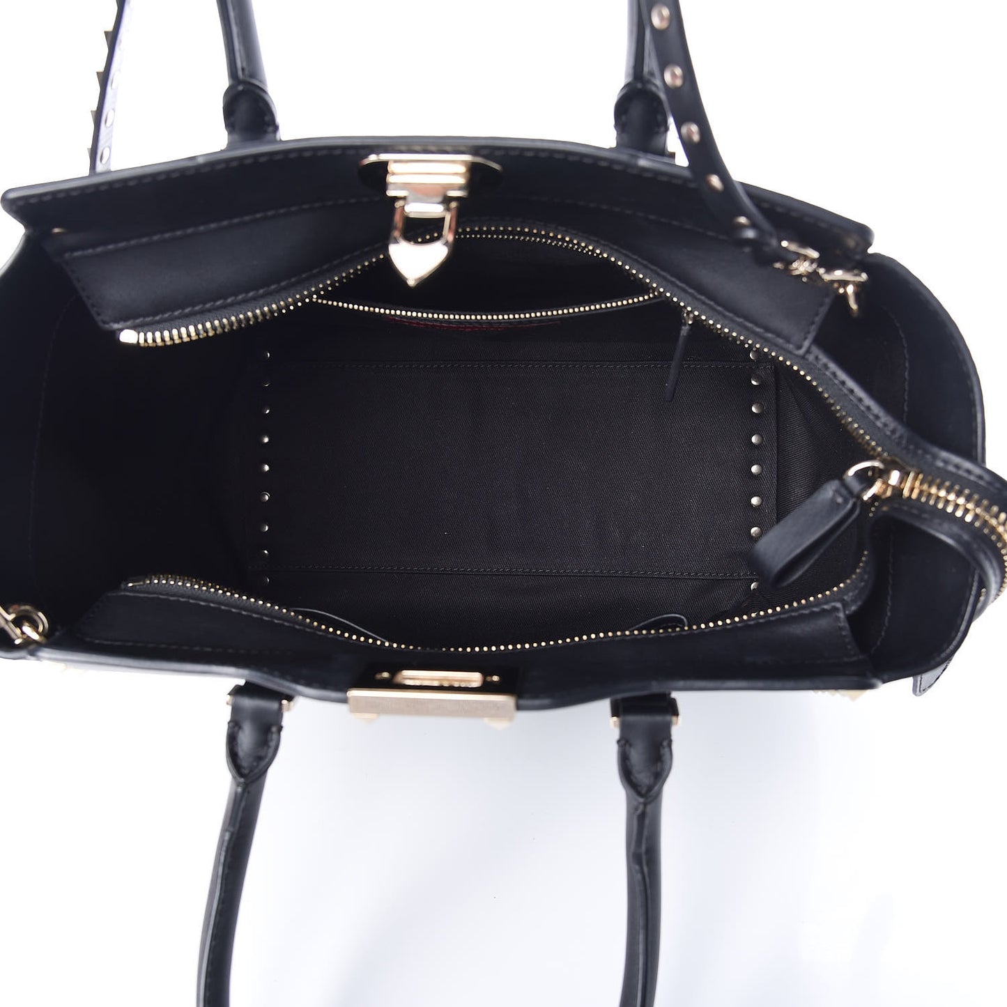 Vitello Rockstud Double Handle Tote Black