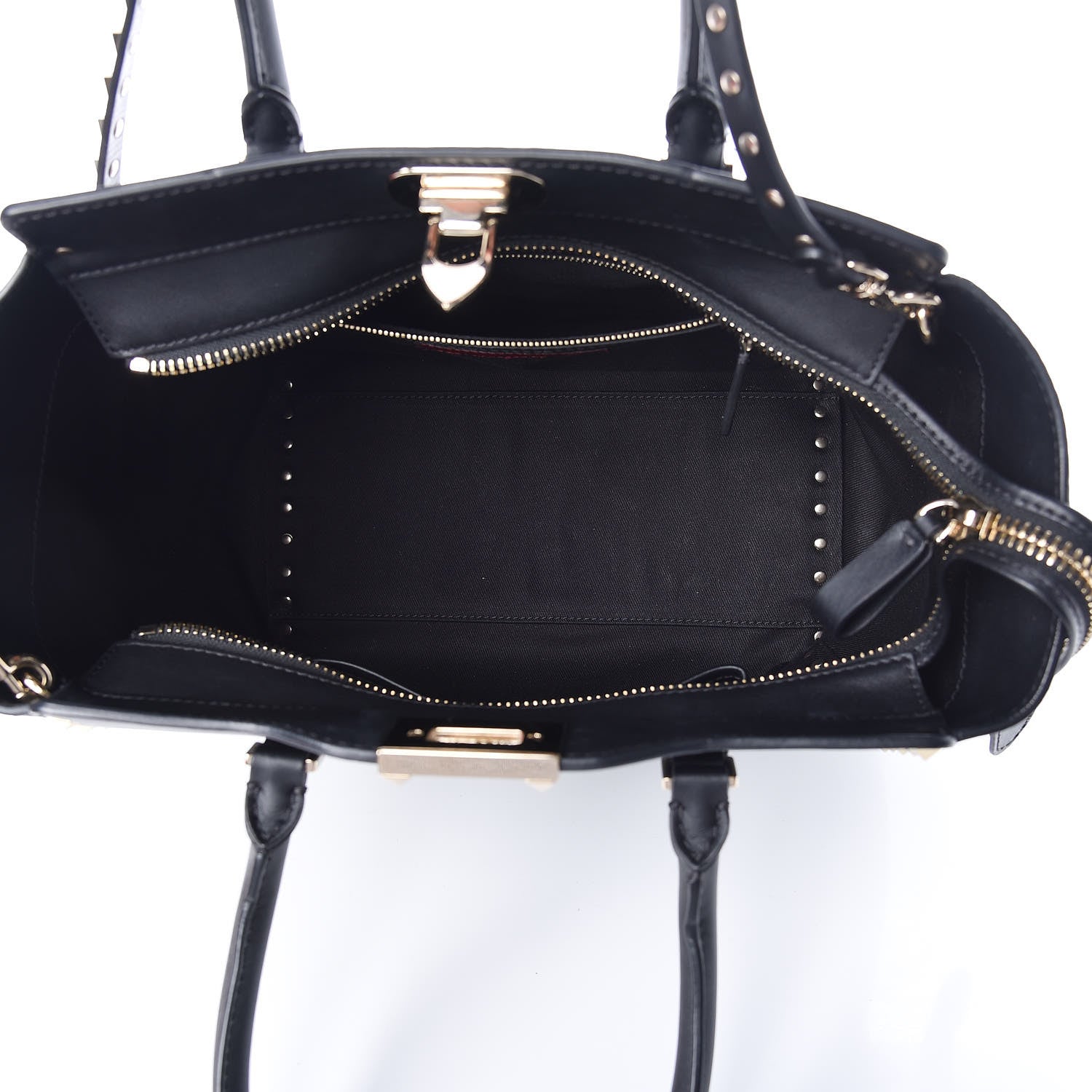 Valentino Garavani Vitello Rockstud Double Handle Tote Black 6 of 13