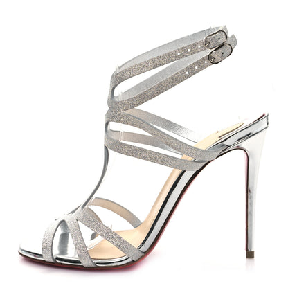 Christian Louboutin Glitter Renee 100 Sandals 36.5 Silver 2 of 18