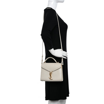 Saint Laurent Crocodile Embossed Mini Classic Monogram Cassandra Top Handle Crema Soft 2 of 17