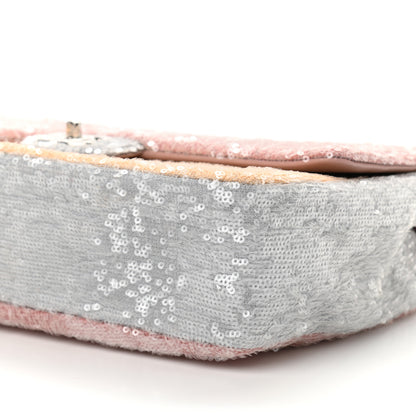 Chanel Sequin Large Waterfall Flap Light Pink Blue Yellow 10 of 10