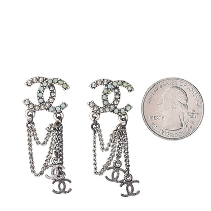 Chanel Ruthenium Pearl Chain CC Drop Earrings 2 of 4