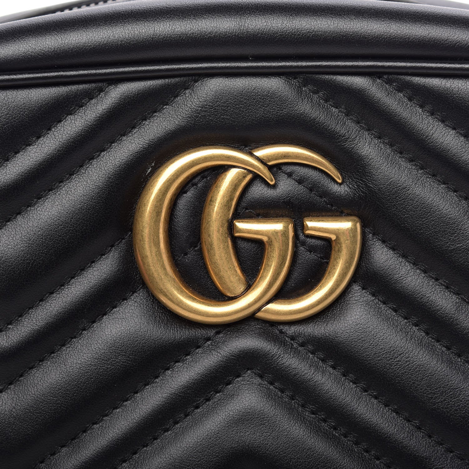 Gucci Calfskin Matelasse Small GG Marmont Chain Shoulder Bag Black 8 of 11