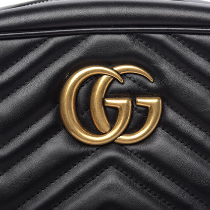 Gucci Calfskin Matelasse Small GG Marmont Chain Shoulder Bag Black 8 of 11