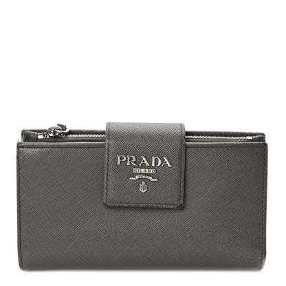 Prada Saffiano Metal Medium Wallet Grey 1 of 9