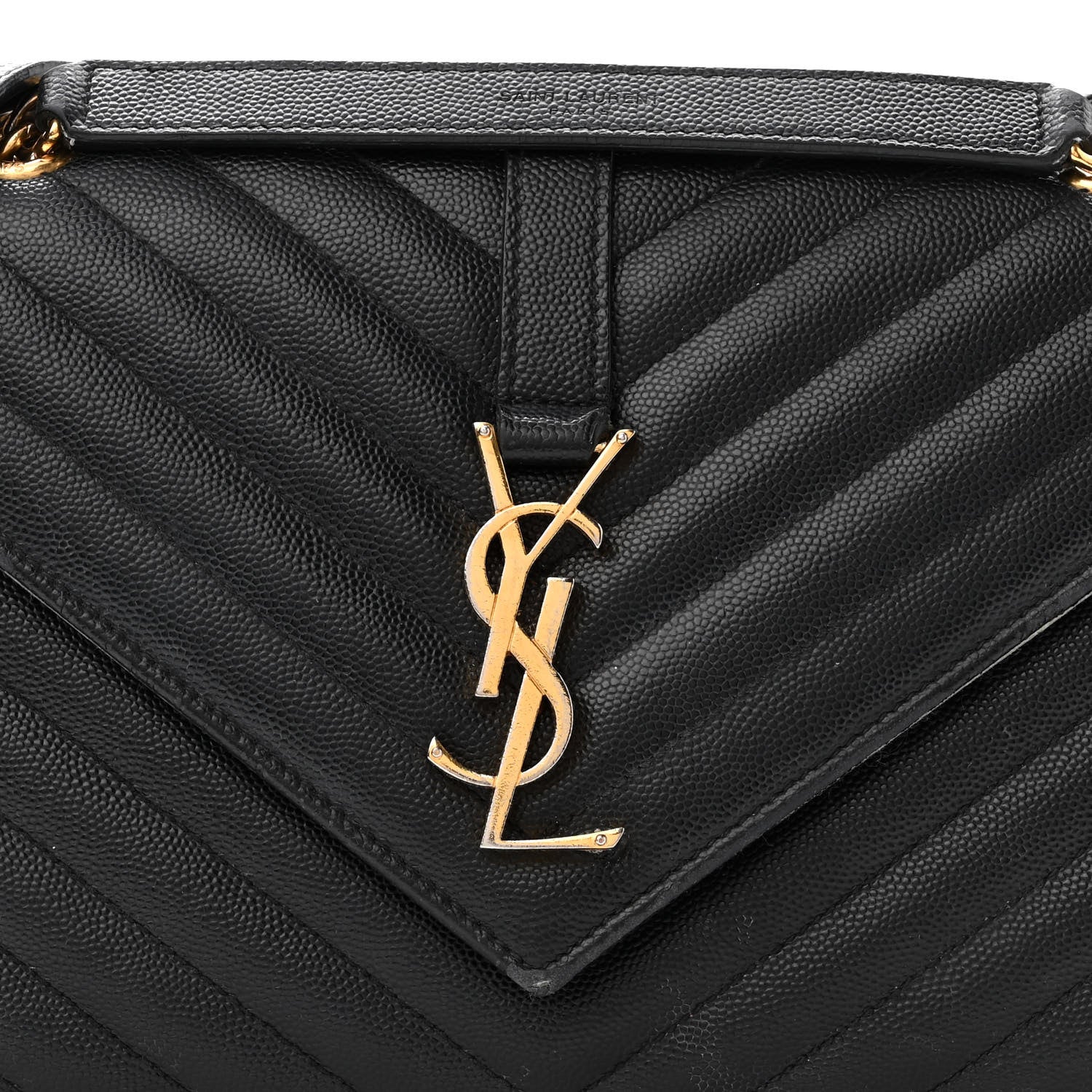 Saint Laurent Grain De Poudre Matelasse Chevron Medium Monogram Satchel Black 8 of 20