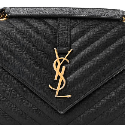 Saint Laurent Grain De Poudre Matelasse Chevron Medium Monogram Satchel Black 8 of 20