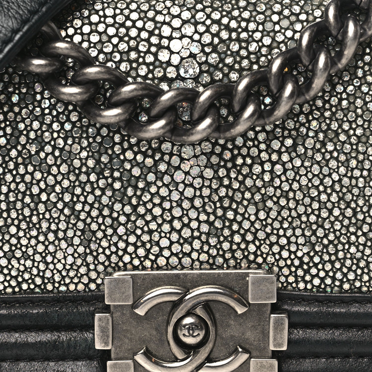 Chanel Galuchat Stingray Mini Boy Flap Black Silver 8 of 11