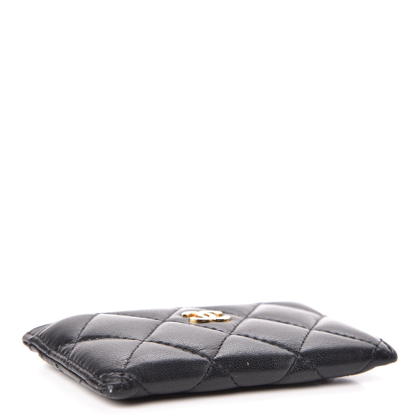 Lambskin Quilted Card Holder Black