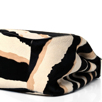 Gucci Calf Hair Zebra Print Bamboo Large Lady Lock Top Handle Bag Black White 9 of 9