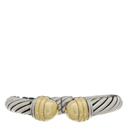 David Yurman Sterling Silver 14K Yellow Gold 10mm Cable Classics Hinged Bracelet 1 of 3