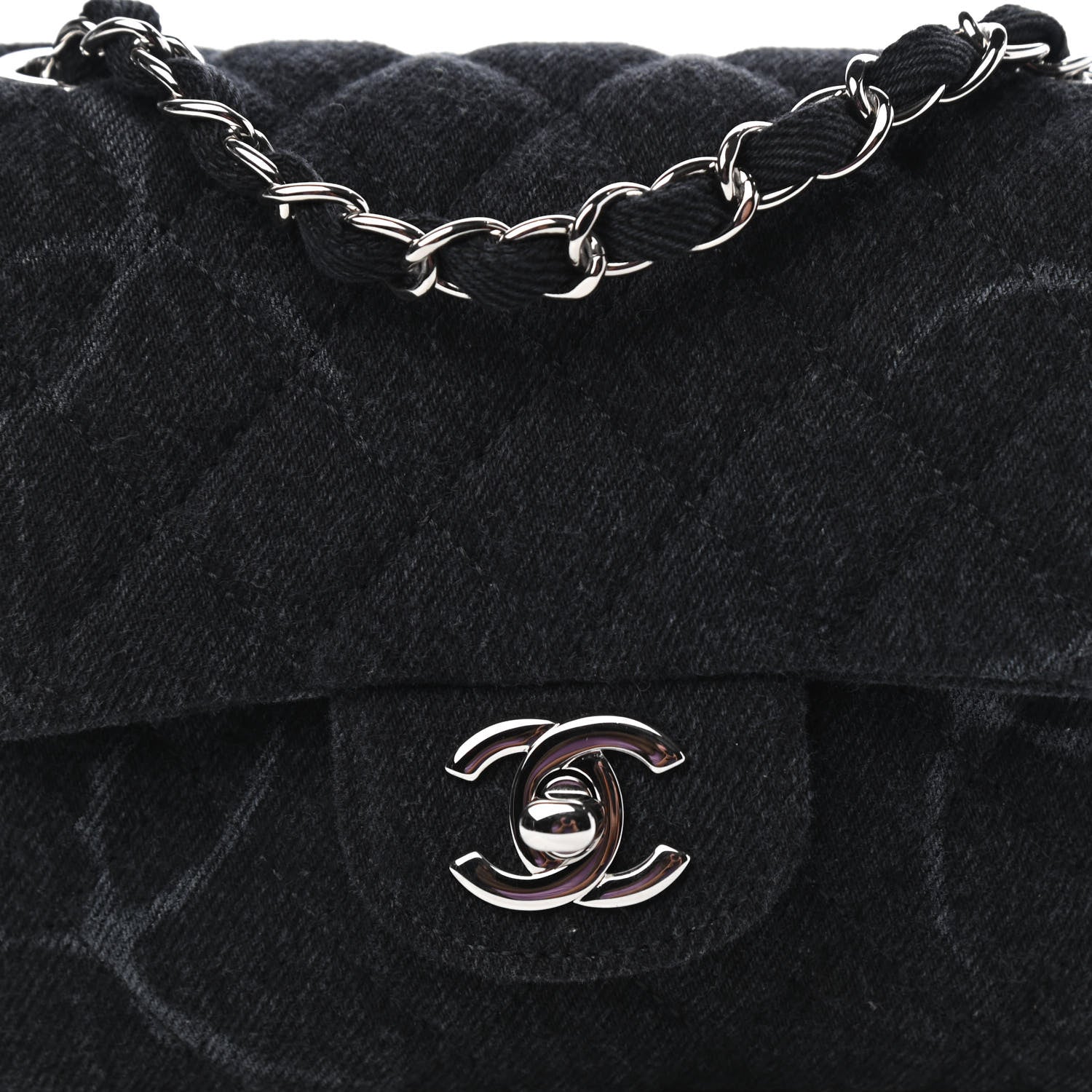 Chanel Denim CC Quilted Mini Square Flap Black 10 of 10
