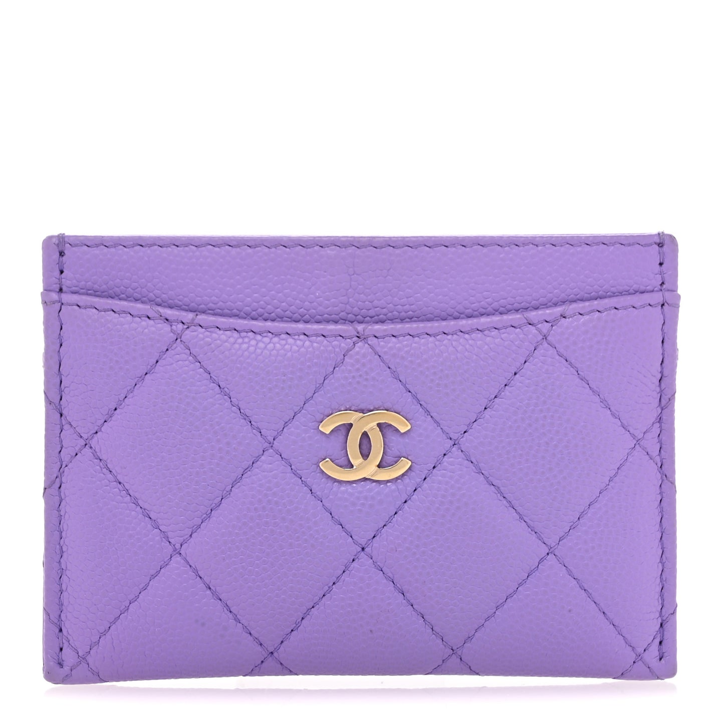 Caviar Quilted Card Holder Purple