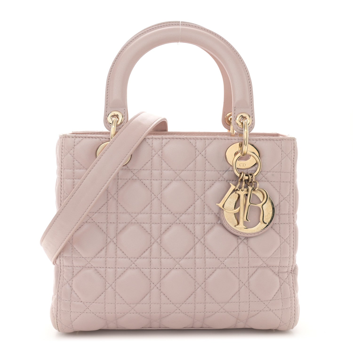 Christian Dior Pearly Lambskin Cannage Medium Lady Dior Lotus 1 of 13