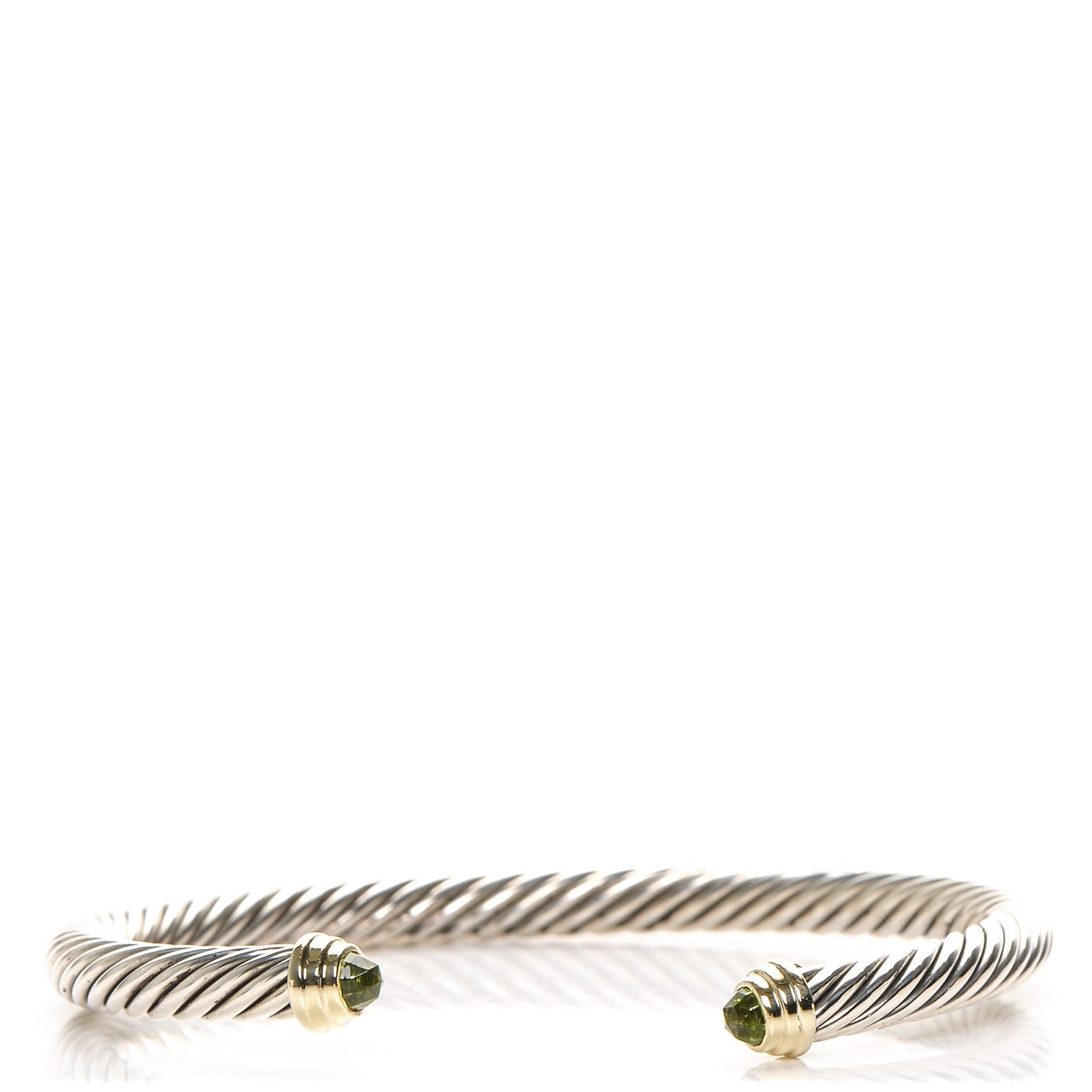 David Yurman Sterling Silver 14K Yellow Gold Peridot 5mm Cable Classics Bracelet 1 of 4