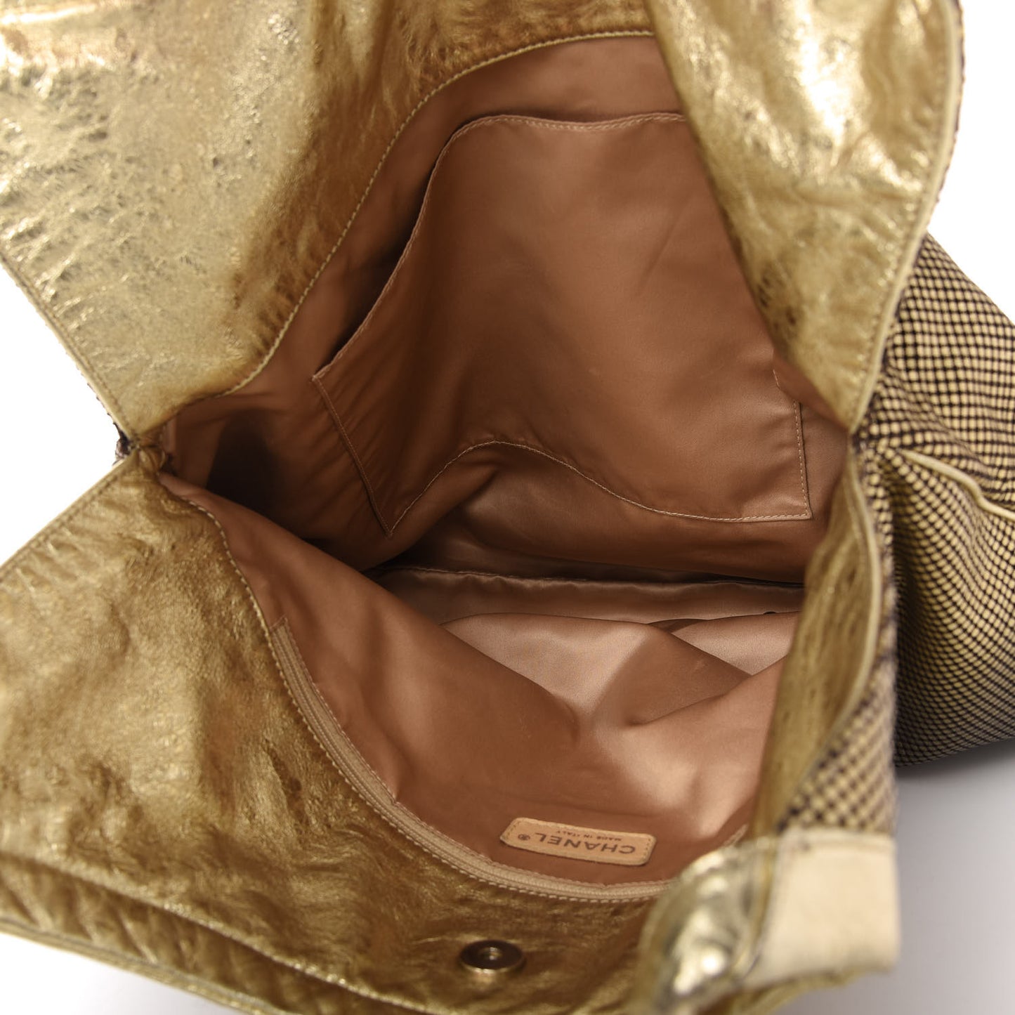 Metallic Perforated Lambskin Hollywood Hobo Gold