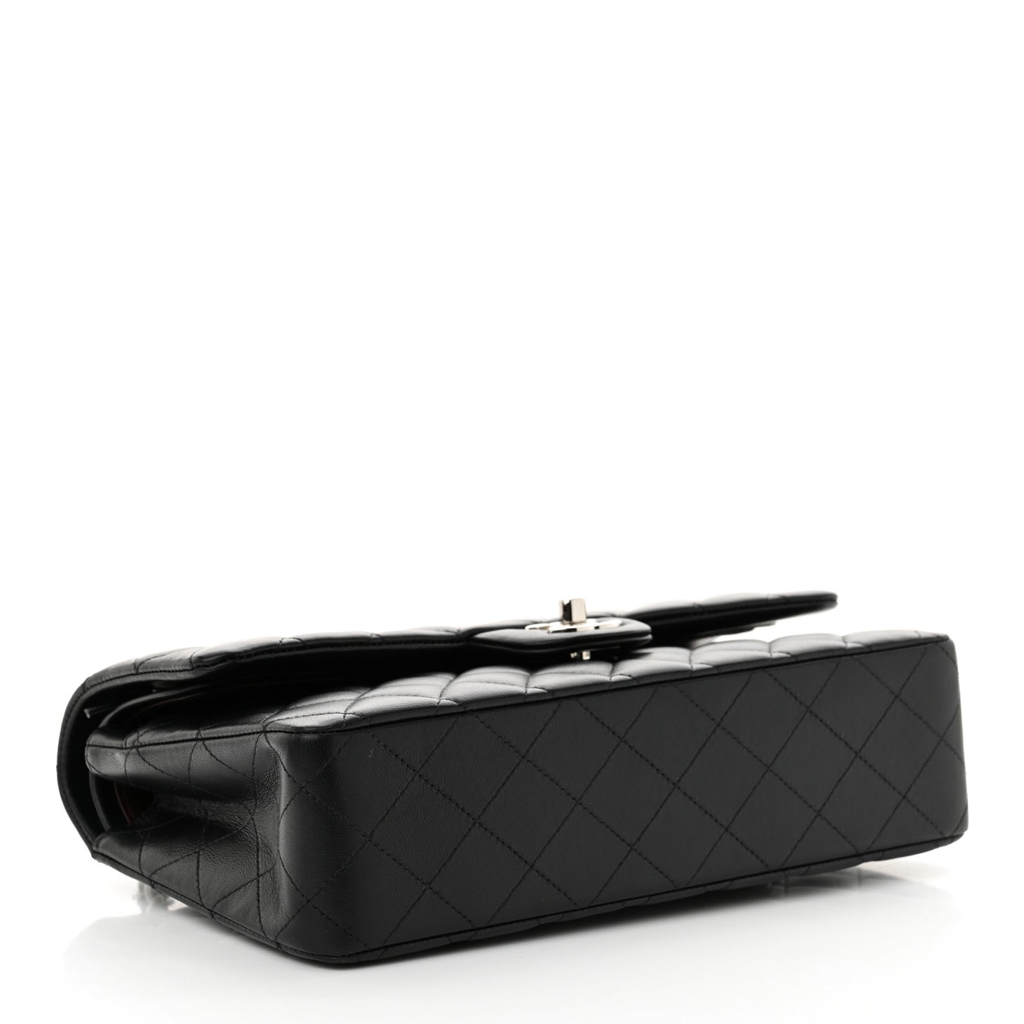 Lambskin Quilted Medium Double Flap Black