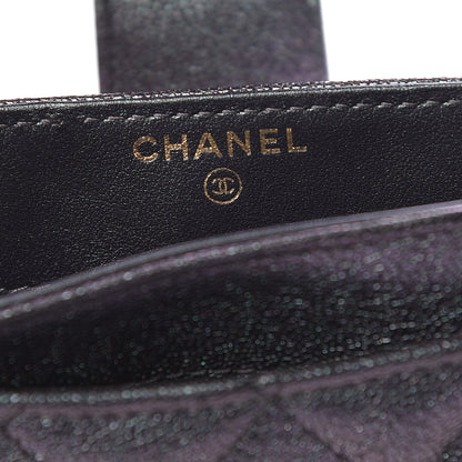 Chanel Iridescent Caviar Quilted Classic Strap Pouch Black 6 of 16