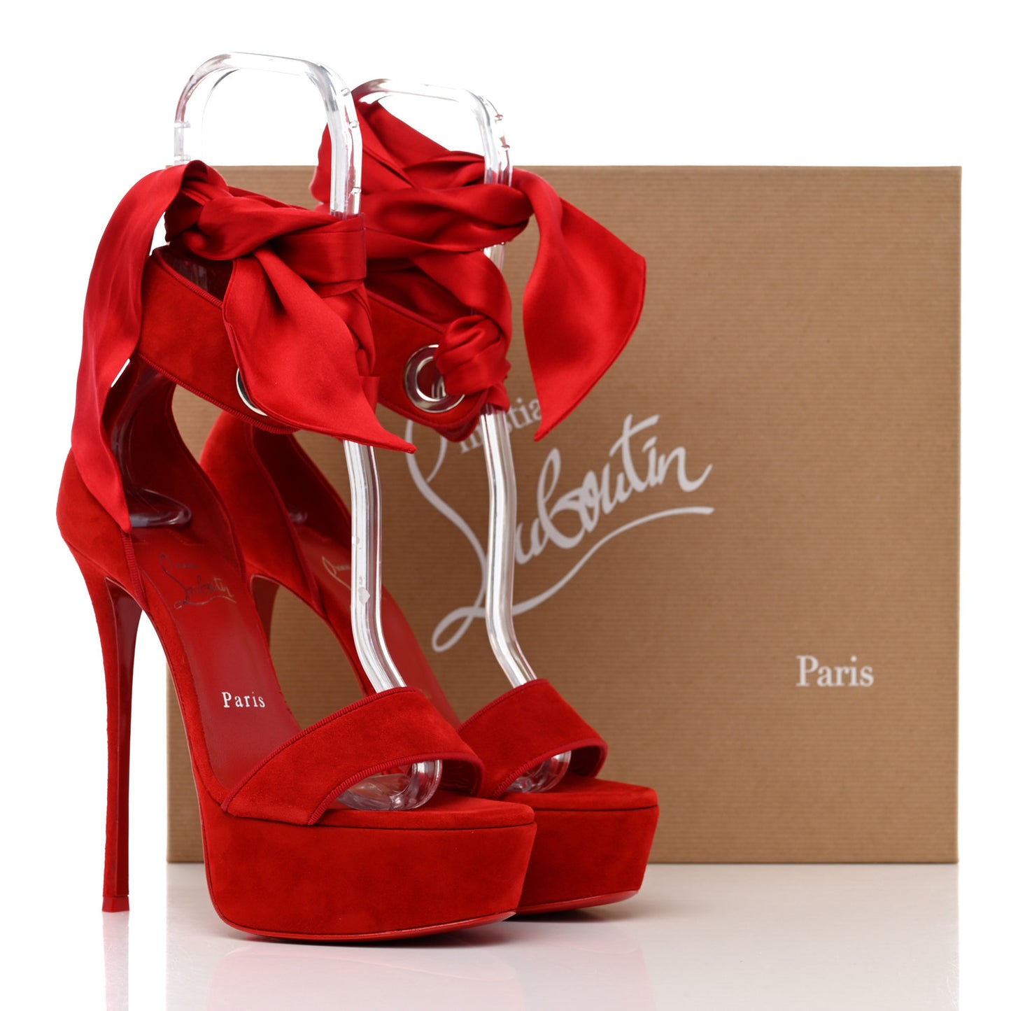 Veau Velours Satin Torrida Alta 150 Platform Sandals 37 Loubi